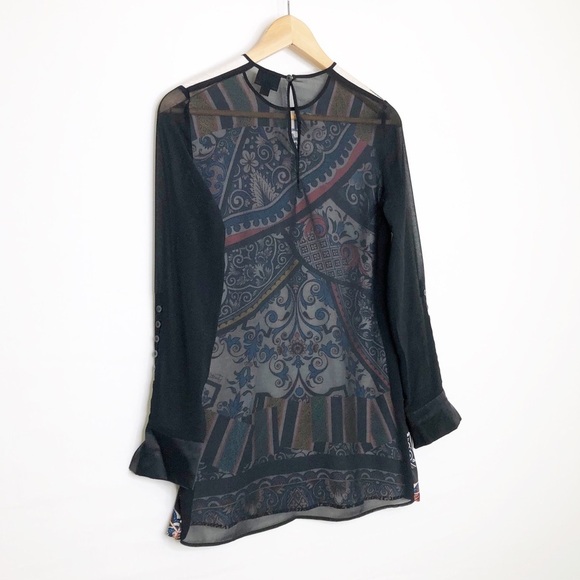 Just Cavalli graphic print, sheer tunic top - Picture 6 of 10